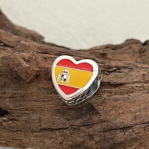 Pandora Spain Flag Exclusive Heart Charm S925 ALE Bead Charm